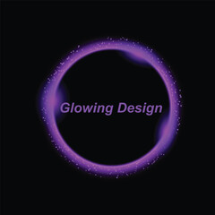 Glowing purple circle with sparkling particles and text vector