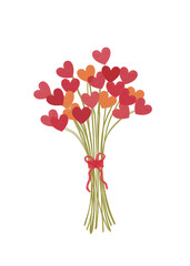 Bouquet of heart flowers isolated on transparent background 