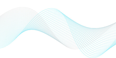 Minimalist abstract flowing wave line pattern in soft cyan blue, featuring smooth curved streaks that form a modern vector digital motion background on white or transparent space.