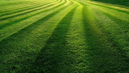 vibrant green lawn texture with freshly mown grass creating a pattern of stripes in sunlight