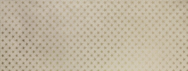 Light beige paper background with cream metal foil pattern of sand stars for Christmas or New Year backdrop