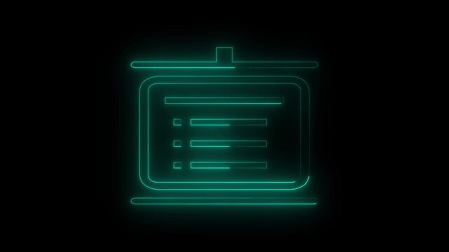 Neon Green Document protection icon on black background. document security icon for digital protection concepts.