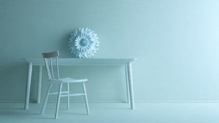 Winter Snowflake Resting on a Child's Desk in a Pastel Room

