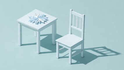 Winter Snowflake Resting on a Child's Desk in a Pastel Room

