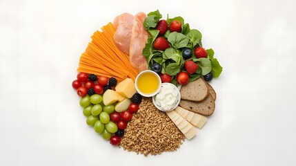 Healthy Balanced Diet Food Circle on White Background