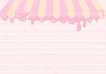 Pastel shop with cream on brick wall background