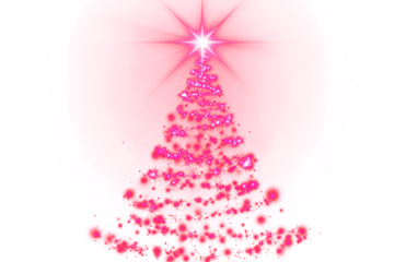 Png Radiant Pink Christmas Tree with Star – Modern Holiday Light Decoration
