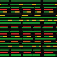 Abstract Geometric Pattern with Colorful Horizontal Stripes on Black.