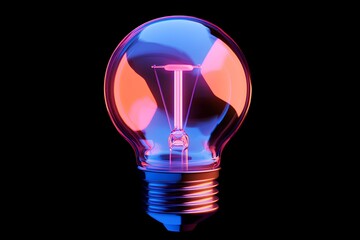 Light bulb isolated on black background. 3D rendering.