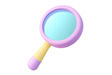 Magnifying glass isolated on transparent background. 3d render. Magnifying glass icon.