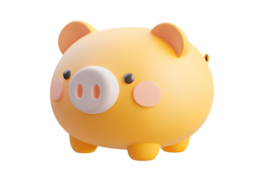 Piggy bank isolated on transparent background. 3D rendering.