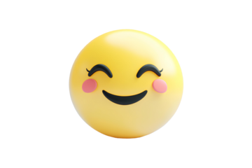 Smiling emoticon on a transparent background. 3d rendering.