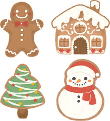 クリスマスのかわいいクッキーイラスト