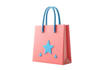 Shopping bag with star on transparent background. 3d illustration.
