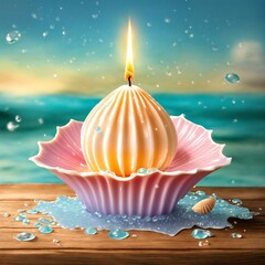 spa still life with candles and shells