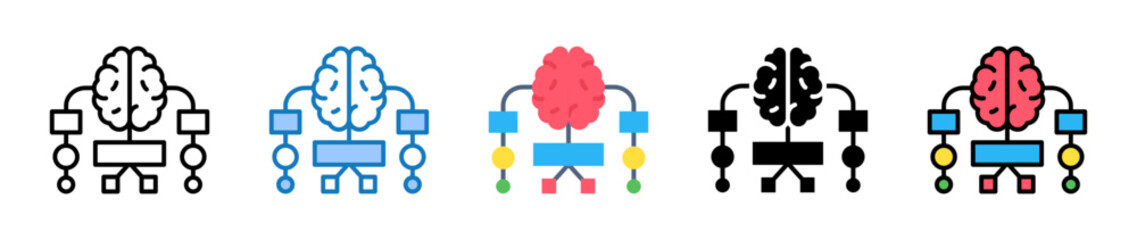 Mind Mapping multiple style icons set design vector illustration. 