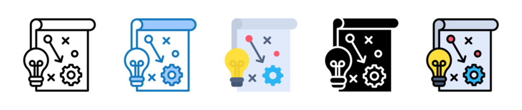 Innovation Strategy multiple style icons set design vector illustration. 