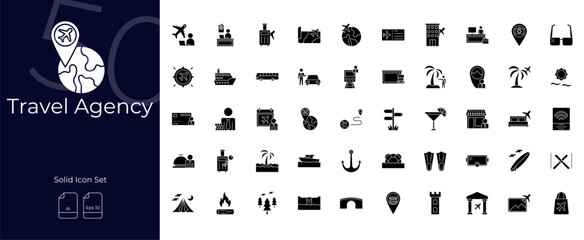 Travel Agency Solid Editable Icons set