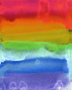 Bright painted watercolor rainbow texture. Hand drawn background with text place