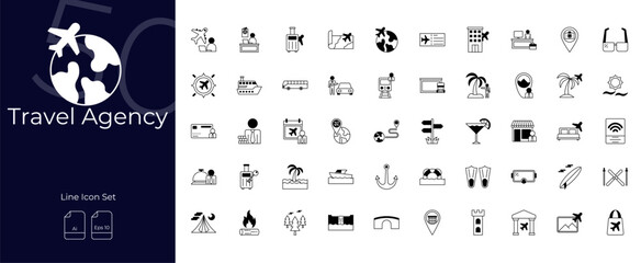 Travel Agency Duotone Editable Icons set