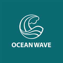 abstract white sea waves icon isolated on blue background