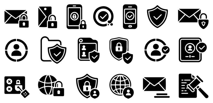 privacy policy security icon set