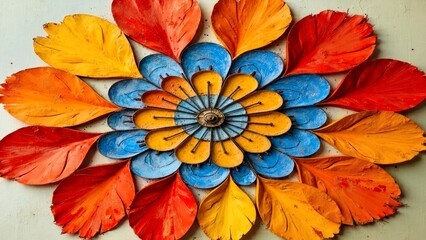 Colorful petal flower shaped art decoration hand drawn illustration