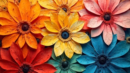 Colorful floral art decoration hand-painted artwork