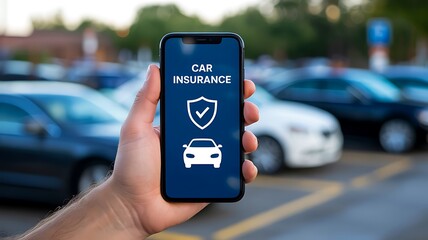 Car insurance service displayed on smartphone application

