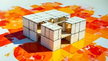 Colorful background white structure architectural art decoration illustration