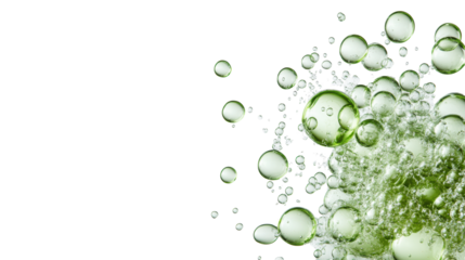 Bubbly Foam Texture with Green Bubbles on Transparent Background