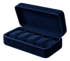 Velvet-lined closed tray with a hinged lid for storing watches and bracelets.