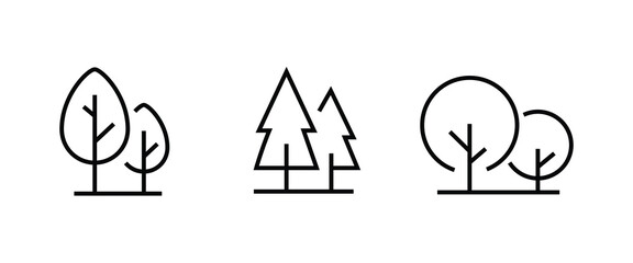 tree icon, forest icon button, vector, sign, symbol, logo, illustration, editable stroke, flat design style isolated on white