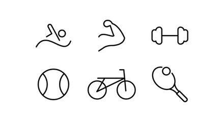 Sport Fitness Icon set Exercise line icons set, editable stroke isolated on white, linear vector outline illustration, symbol logo design style