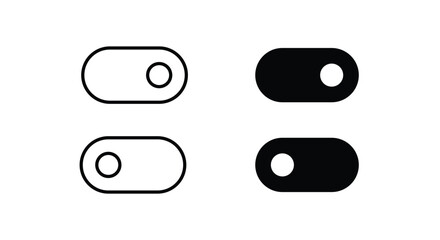 Turn on and turn off icon . User interface mobile swith bar. Operating toggle panel line icons set, editable stroke isolated on white, linear vector outline illustration, symbol logo design style