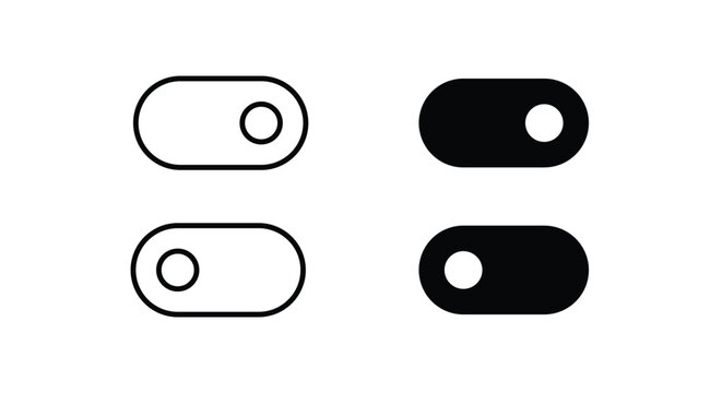 Turn on and turn off icon . User interface mobile swith bar. Operating toggle panel line icons set, editable stroke isolated on white, linear vector outline illustration, symbol logo design style