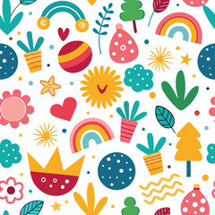 Playful Colorful Doodle Pattern