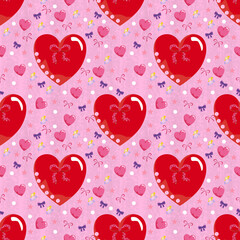 Seamless fabric art, Valentine's Day style, pink background, vector image, background picture.