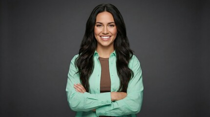 Confident young woman with arms crossed smiling
