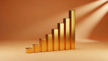 Golden bars stacked in ascending order on a gradient background