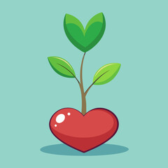 Growing Love Plant From Heart Seed Vector Illust Vector Design 23