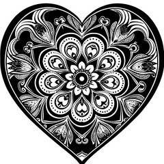 Mandala Style Heart Illustration Valentine Vecto Vector Design 33