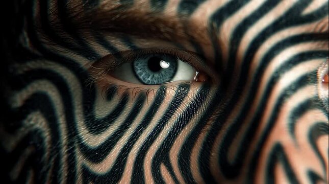 Exploring a Close Up Eye with Abstract Zebra Stripes