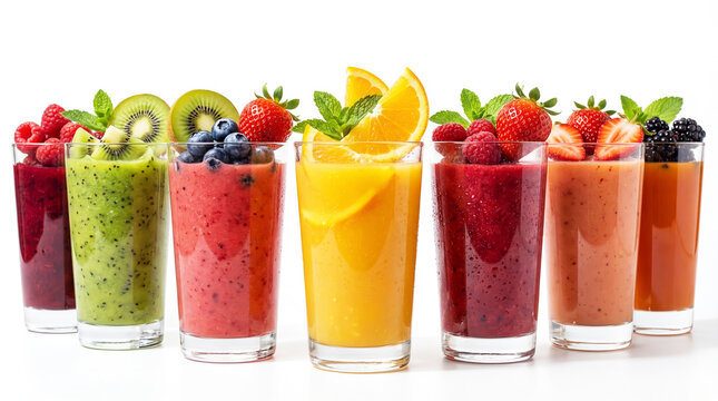 Glasses of fruit and vegetable juice. Agriculture and healthy food concept. World Vegan Day - Powered by Adobe