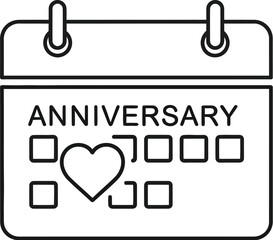 Anniversary calendar icon date heart love reminder event celebration schedule marking special day memory