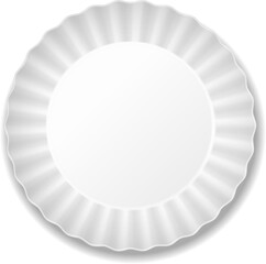 White round corrugated paper plate isolated on background