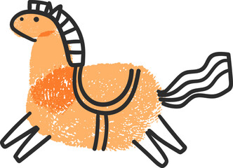Textured orange horse drawing with a playful style