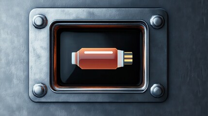 A depleted battery icon displayed on a dark utilitarian digital interface