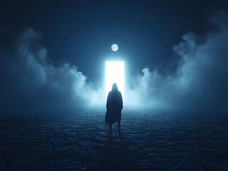 Enchanted Blue Snow Globe featuring a Glowing Magical Tree and Winter Night