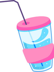 Refreshing drink in a pink reusable tumbler cup